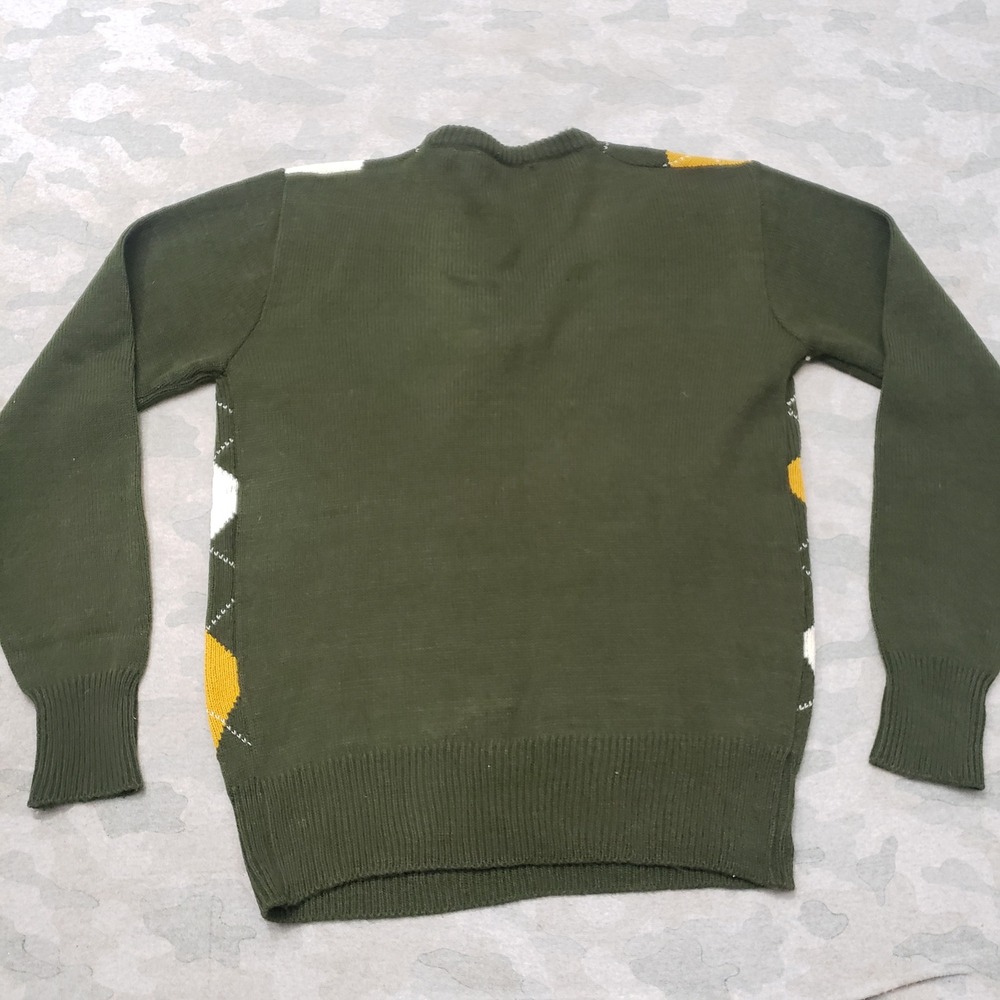 Vintage Barclay Argyle Sweater Mens Large Green V-Neck Knit Preppy Pullover - Picture 5 of 8